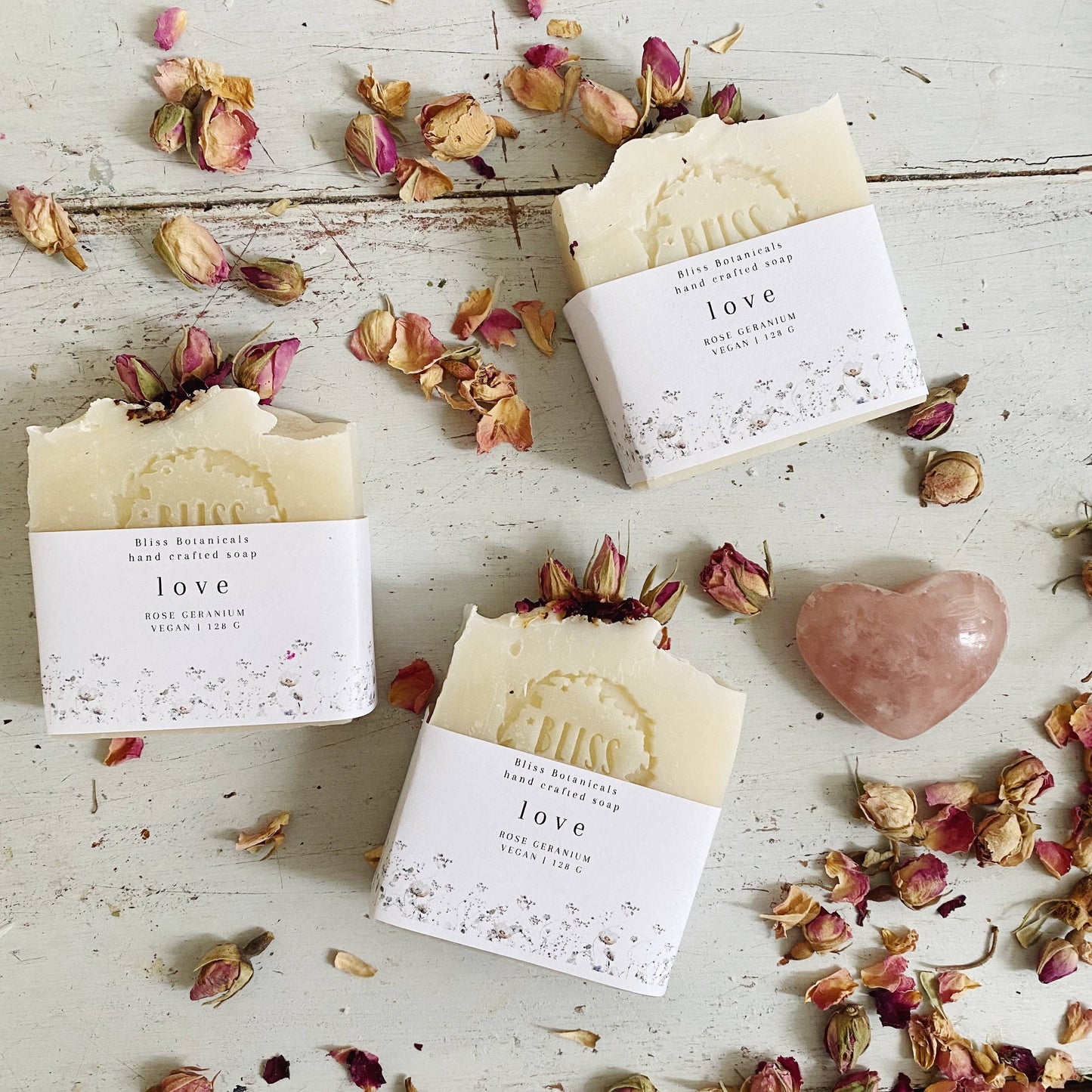 Love Soap - Rose Geranium with Rose buds