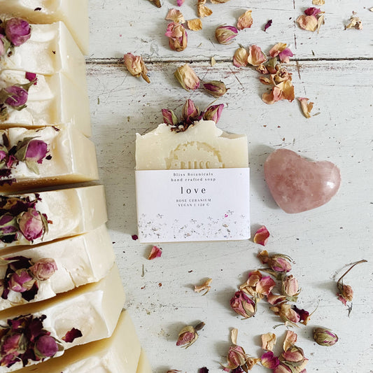 Love Soap - Rose Geranium with Rose buds