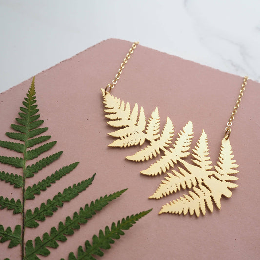 Statement Gold Fern Leaf Necklace