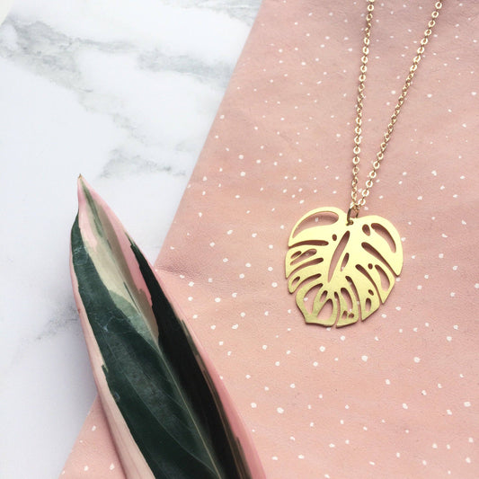 Gold Monstera Leaf Necklace