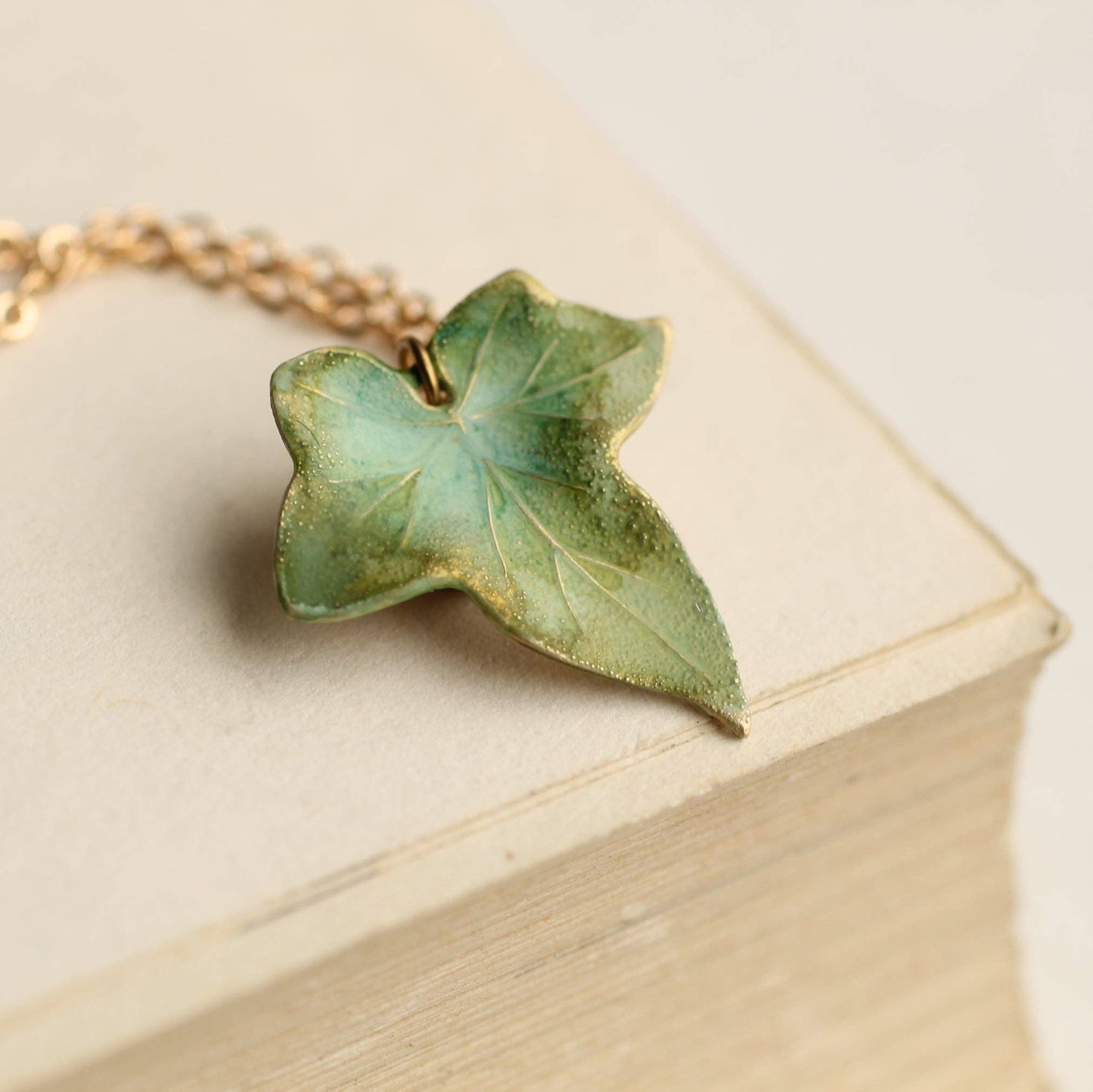 Olive Green Ivy Leaf Necklace