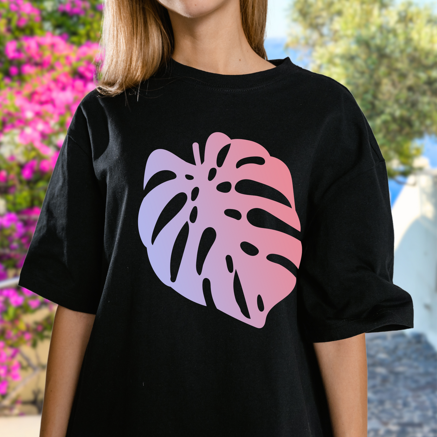 Gradient Monstera Leaf Tropical T-shirt