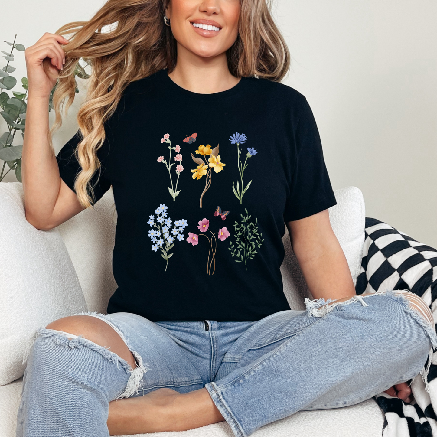 Meadow Flowers Crewneck Floral Print T-Shirt