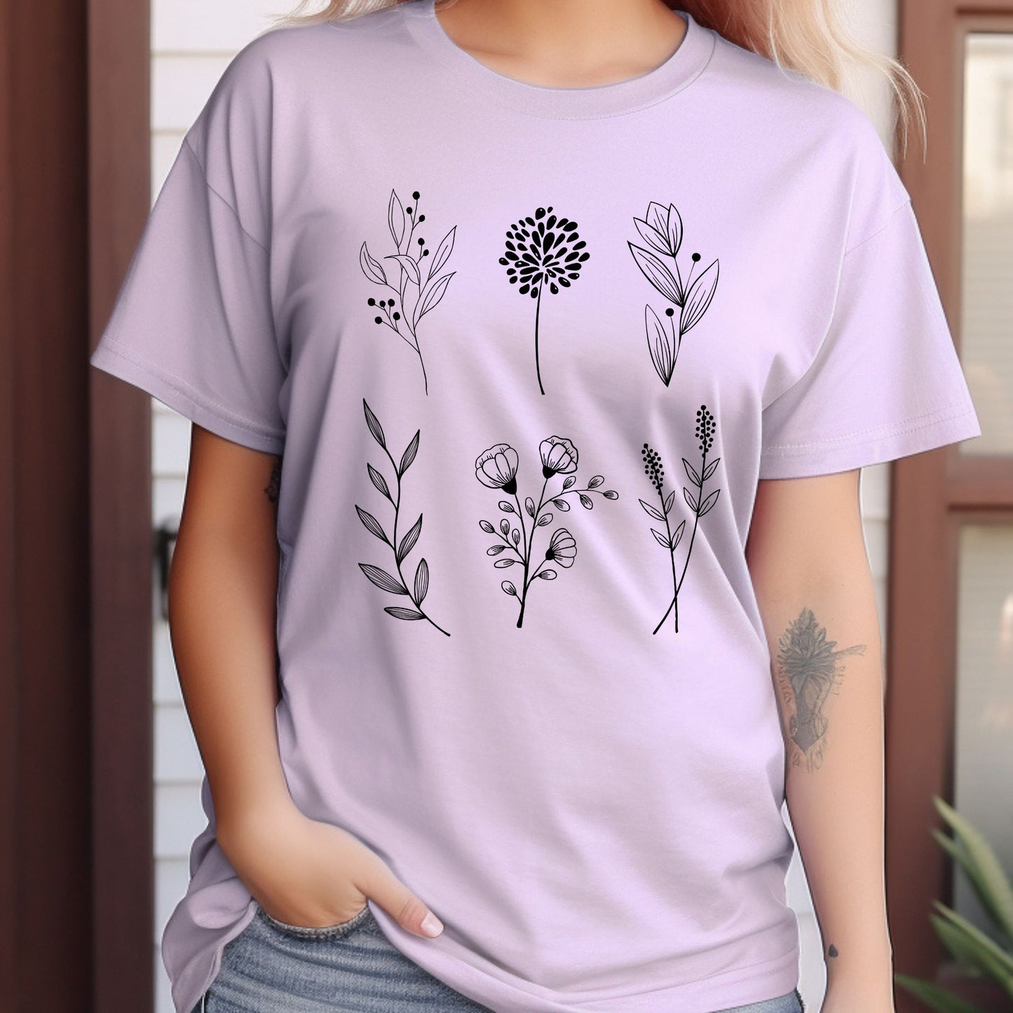 Botanical Print Graphic Floral T-shirt