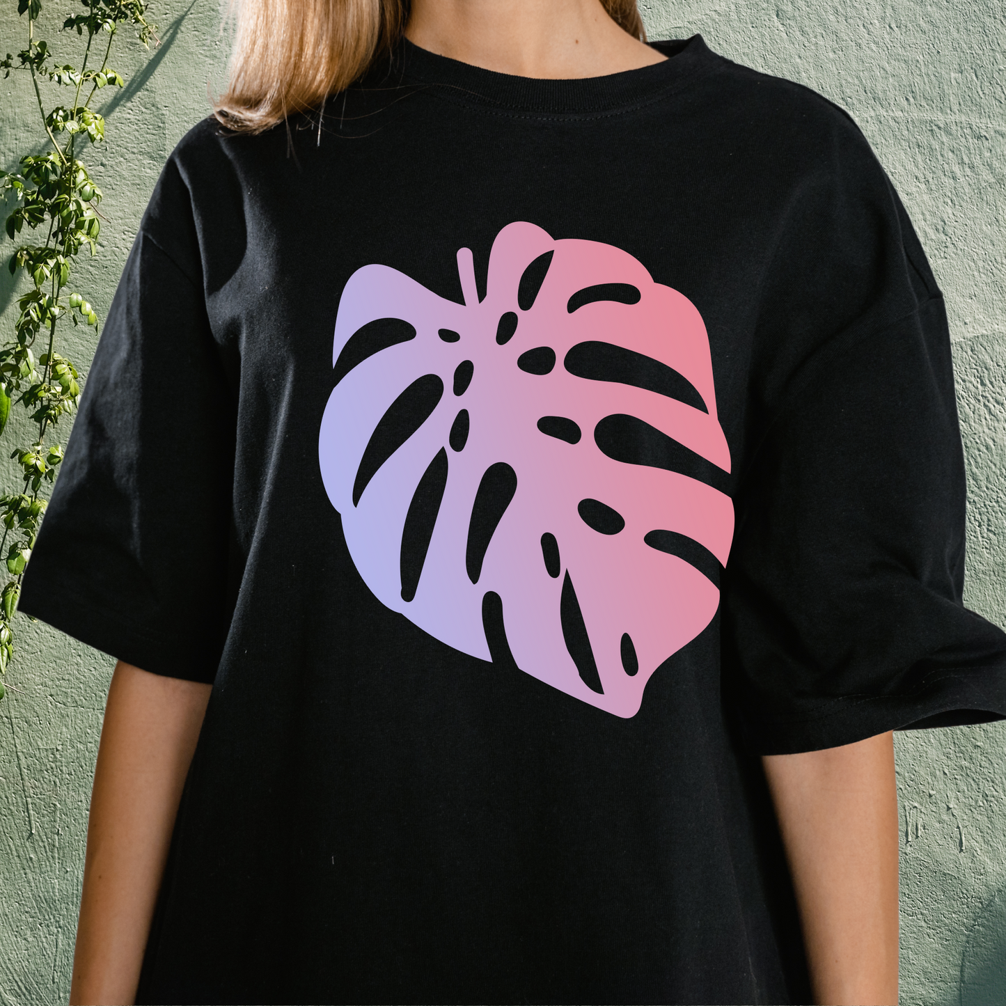 Gradient Monstera Leaf Tropical T-shirt