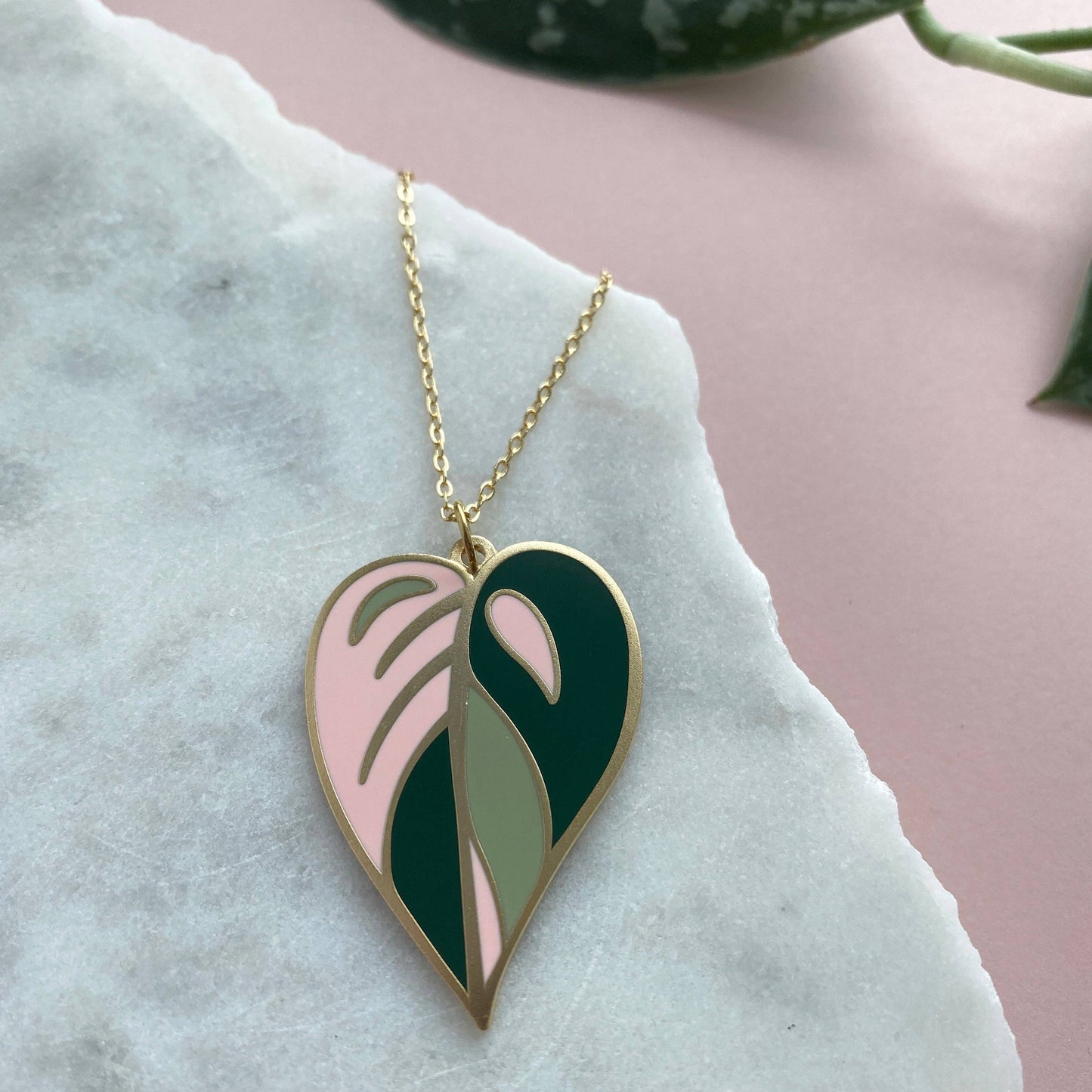 Pink Princess Philodendron Necklace