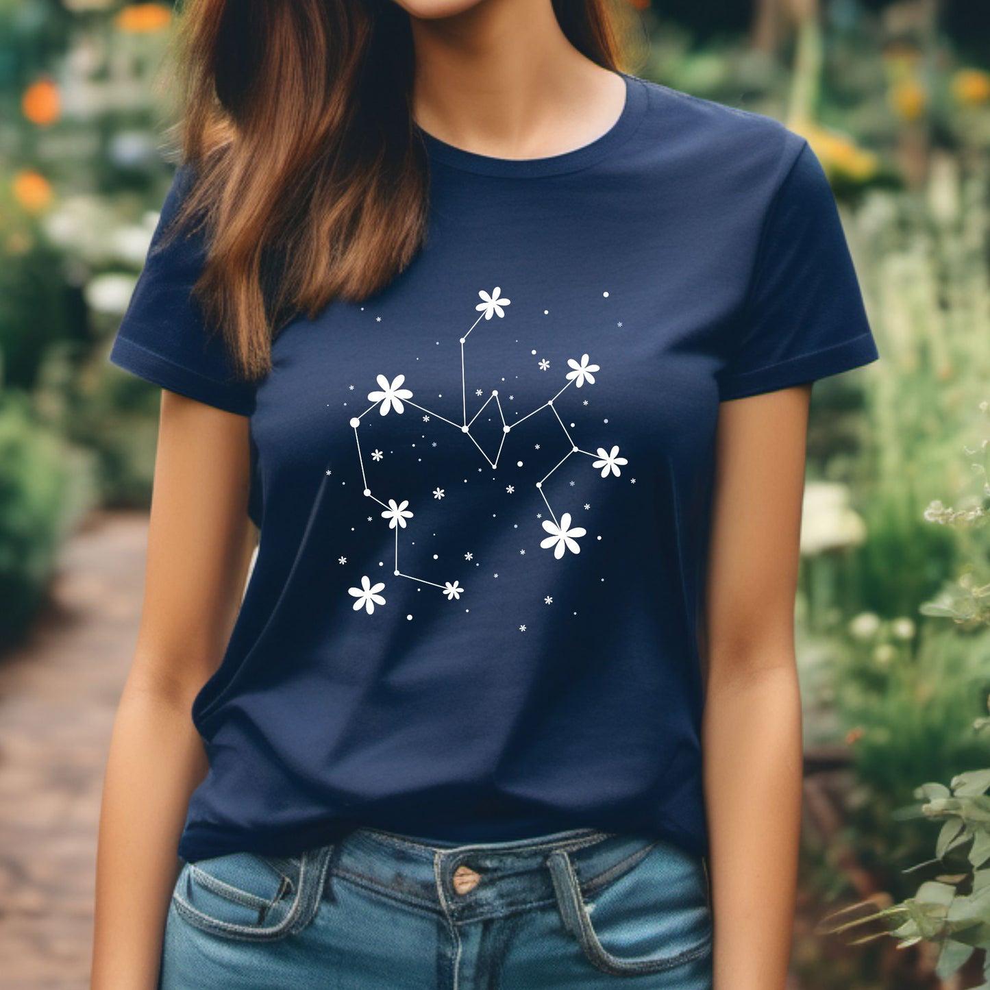 Flower Cosmos Constellation Graphic T-shirt