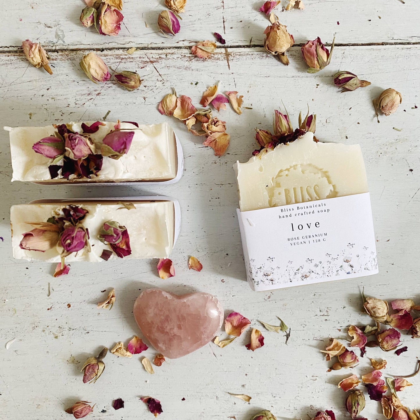 Love Soap - Rose Geranium with Rose buds